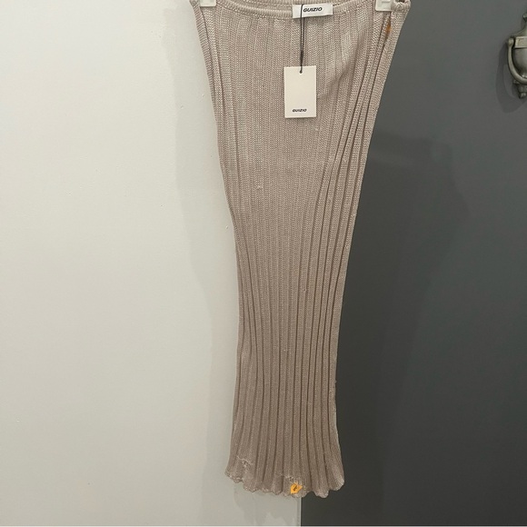 2 pc SET- NWT Danielle Guizio Slinky Rib Knit Tank Top and Skirt Beige Sheer S - Picture 7 of 12